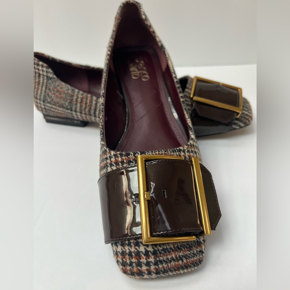 NWT Franco Sarto Size 9M Buckle Square toe stacked heel Chic Comfort Fall Staple